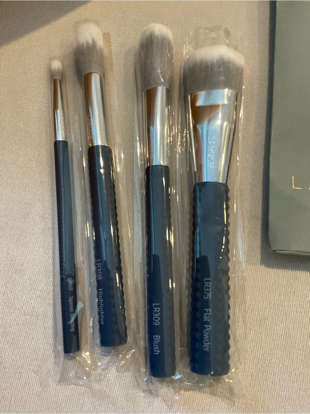 LARUCE Navy & Silver Makeup Brush Set - 4 Piece